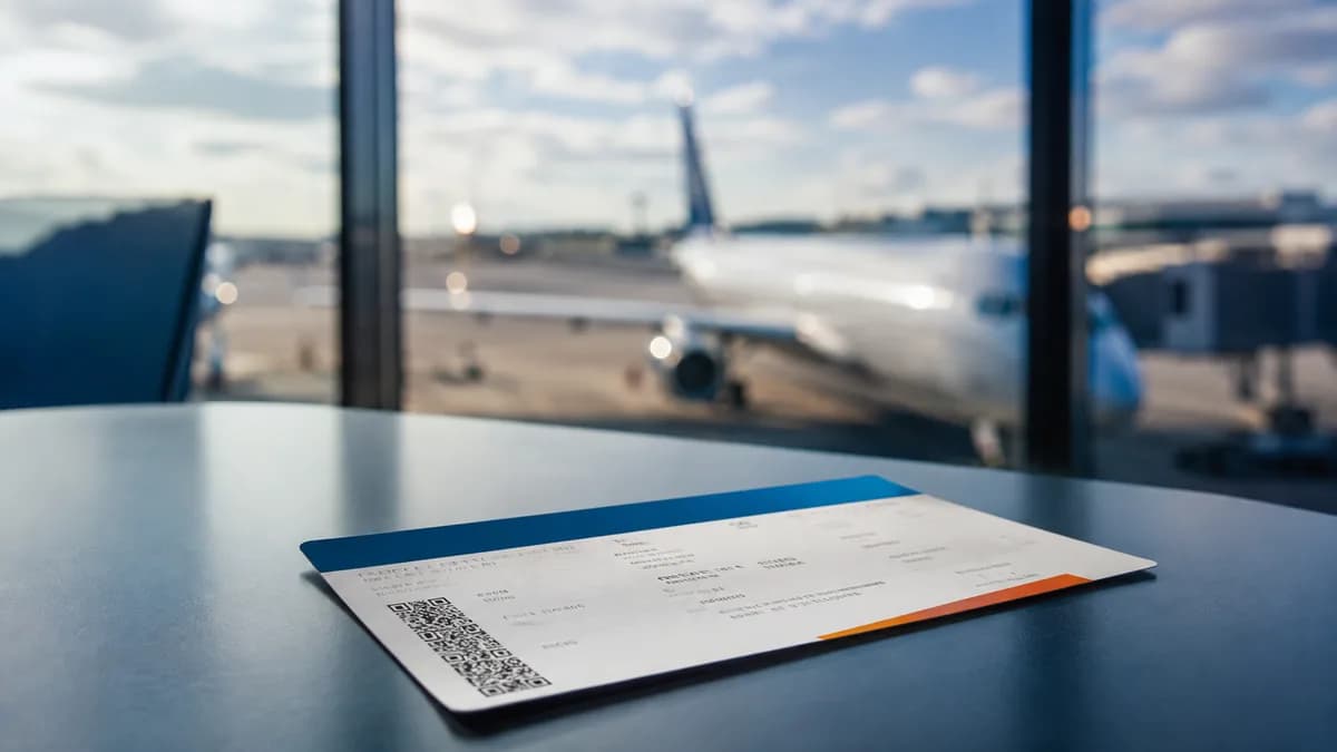 Carta d'imbarco posata su un tavolo, che illustra il rimborso di un biglietto aereo non utilizzato
