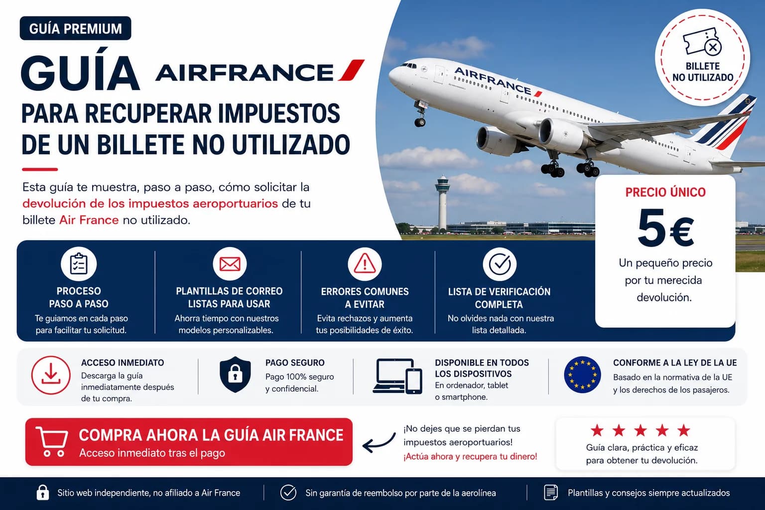 Guida Air France per richiedere il rimborso delle tasse di un biglietto non utilizzato